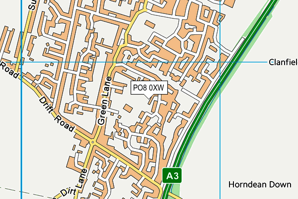 PO8 0XW map - OS VectorMap District (Ordnance Survey)
