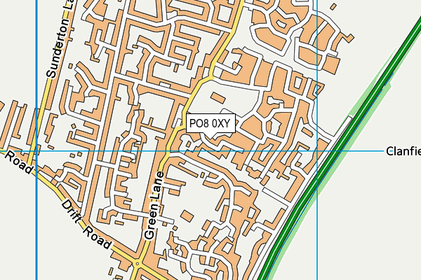 PO8 0XY map - OS VectorMap District (Ordnance Survey)