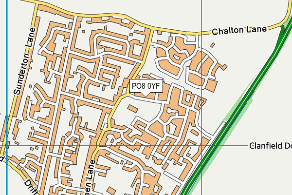 PO8 0YF map - OS VectorMap District (Ordnance Survey)