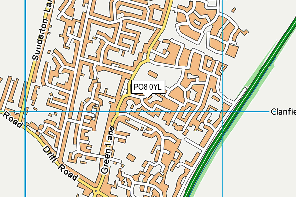 PO8 0YL map - OS VectorMap District (Ordnance Survey)