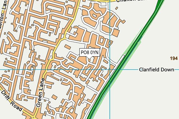 PO8 0YN map - OS VectorMap District (Ordnance Survey)