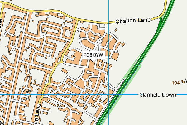 PO8 0YW map - OS VectorMap District (Ordnance Survey)