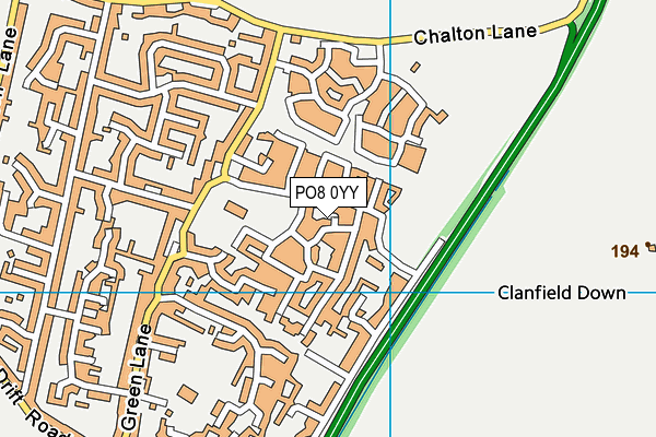 PO8 0YY map - OS VectorMap District (Ordnance Survey)