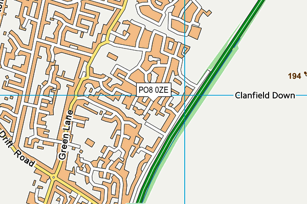 PO8 0ZE map - OS VectorMap District (Ordnance Survey)