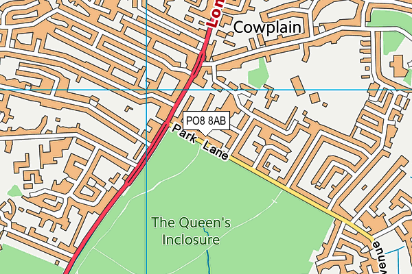 PO8 8AB map - OS VectorMap District (Ordnance Survey)