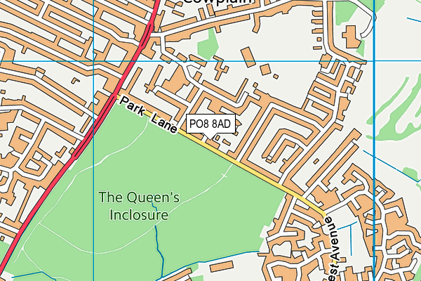 PO8 8AD map - OS VectorMap District (Ordnance Survey)