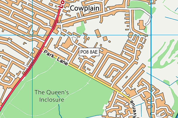 PO8 8AE map - OS VectorMap District (Ordnance Survey)