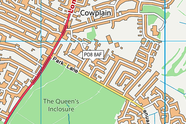 PO8 8AF map - OS VectorMap District (Ordnance Survey)