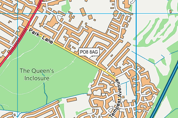 PO8 8AG map - OS VectorMap District (Ordnance Survey)