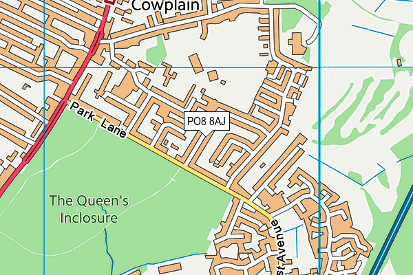 PO8 8AJ map - OS VectorMap District (Ordnance Survey)