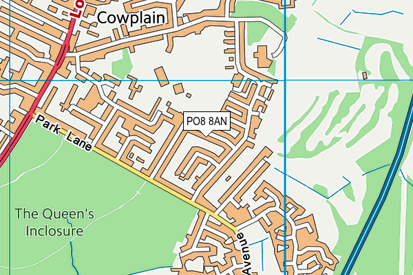 PO8 8AN map - OS VectorMap District (Ordnance Survey)