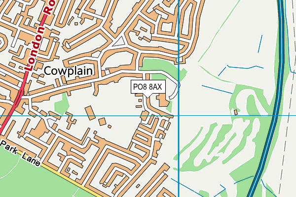 PO8 8AX map - OS VectorMap District (Ordnance Survey)