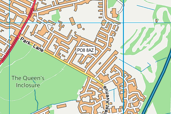 PO8 8AZ map - OS VectorMap District (Ordnance Survey)