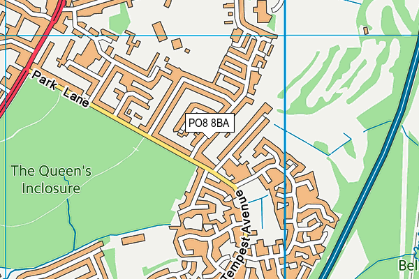 PO8 8BA map - OS VectorMap District (Ordnance Survey)