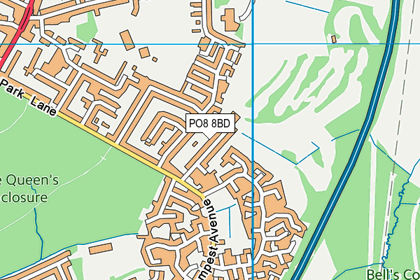 PO8 8BD map - OS VectorMap District (Ordnance Survey)