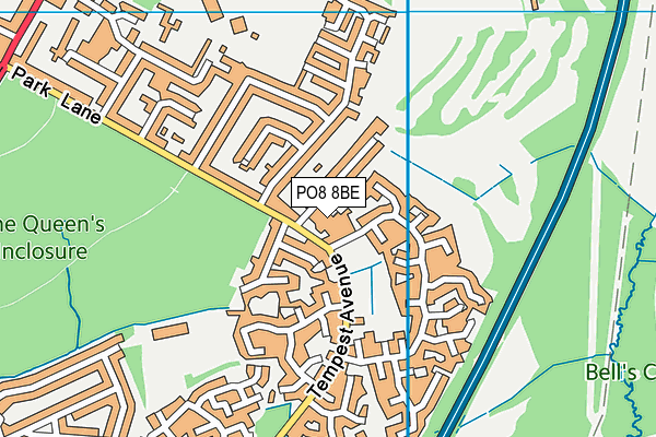 PO8 8BE map - OS VectorMap District (Ordnance Survey)