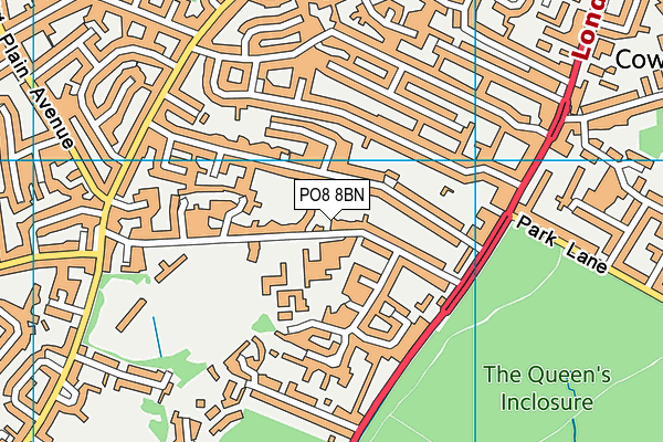 PO8 8BN map - OS VectorMap District (Ordnance Survey)