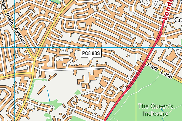 PO8 8BS map - OS VectorMap District (Ordnance Survey)