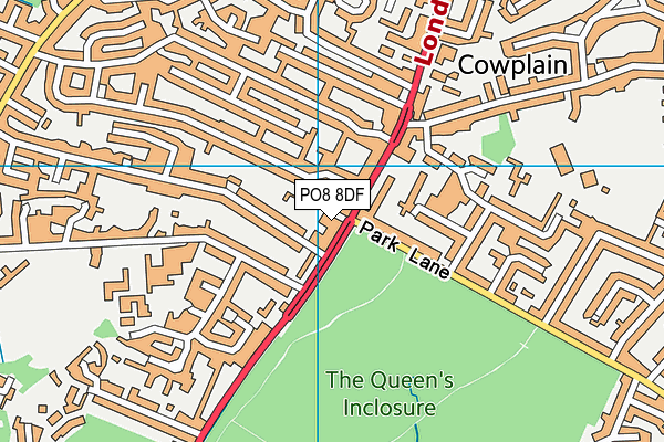 PO8 8DF map - OS VectorMap District (Ordnance Survey)