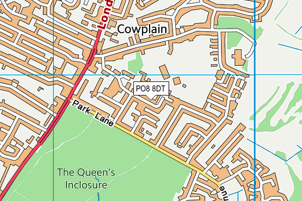 PO8 8DT map - OS VectorMap District (Ordnance Survey)