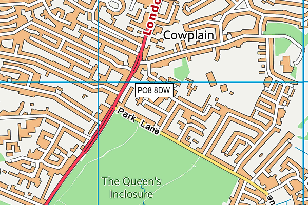 PO8 8DW map - OS VectorMap District (Ordnance Survey)