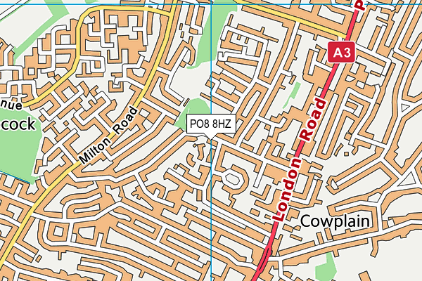 PO8 8HZ map - OS VectorMap District (Ordnance Survey)