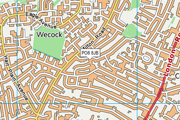 PO8 8JB map - OS VectorMap District (Ordnance Survey)