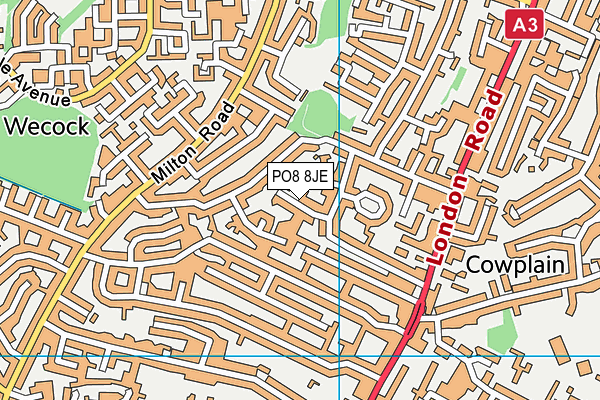 PO8 8JE map - OS VectorMap District (Ordnance Survey)