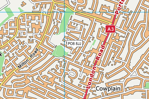 PO8 8JJ map - OS VectorMap District (Ordnance Survey)