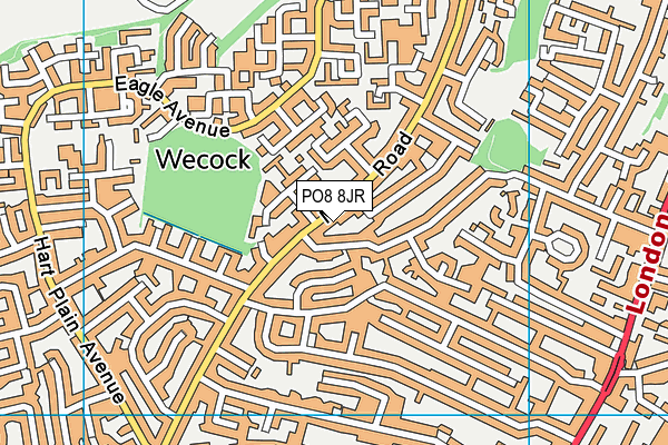 PO8 8JR map - OS VectorMap District (Ordnance Survey)