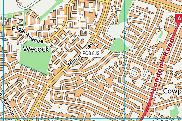 PO8 8JS map - OS VectorMap District (Ordnance Survey)