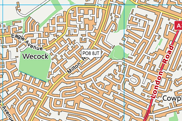 PO8 8JT map - OS VectorMap District (Ordnance Survey)