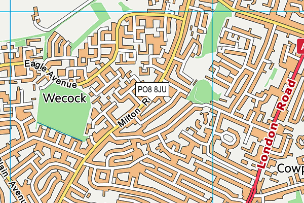 PO8 8JU map - OS VectorMap District (Ordnance Survey)