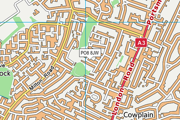 PO8 8JW map - OS VectorMap District (Ordnance Survey)