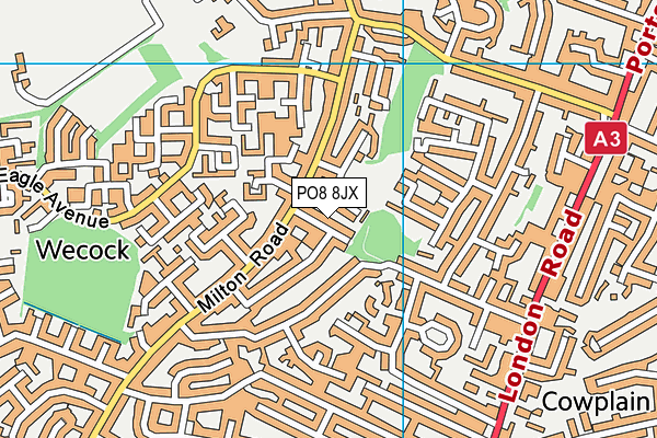 PO8 8JX map - OS VectorMap District (Ordnance Survey)