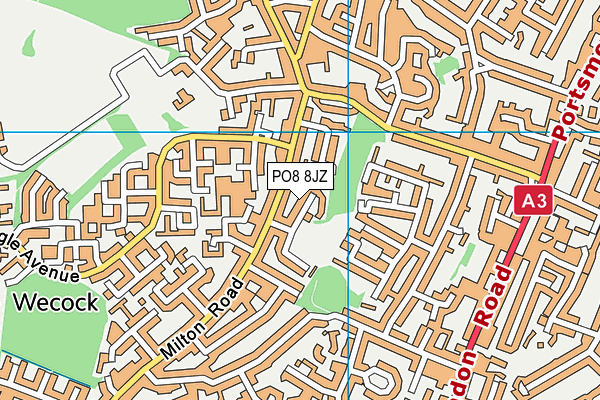 PO8 8JZ map - OS VectorMap District (Ordnance Survey)