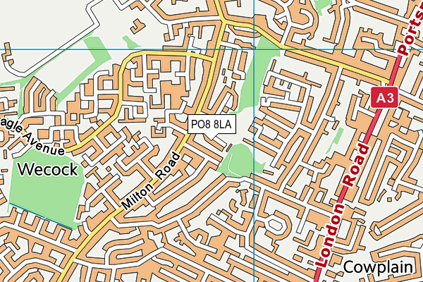 PO8 8LA map - OS VectorMap District (Ordnance Survey)