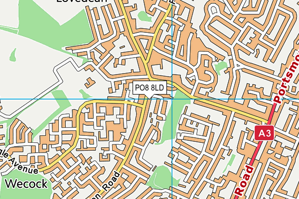 PO8 8LD map - OS VectorMap District (Ordnance Survey)