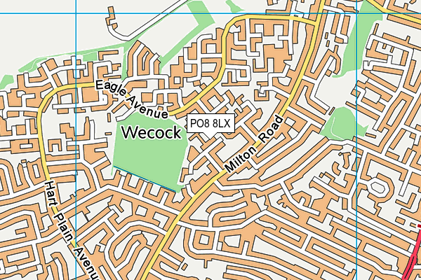 PO8 8LX map - OS VectorMap District (Ordnance Survey)