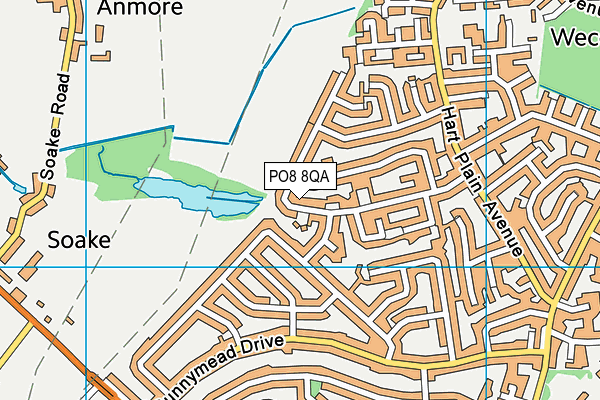 PO8 8QA map - OS VectorMap District (Ordnance Survey)