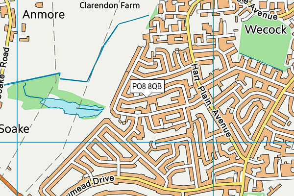 PO8 8QB map - OS VectorMap District (Ordnance Survey)