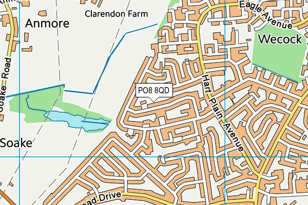 PO8 8QD map - OS VectorMap District (Ordnance Survey)