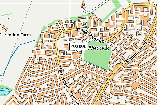 PO8 8QE map - OS VectorMap District (Ordnance Survey)