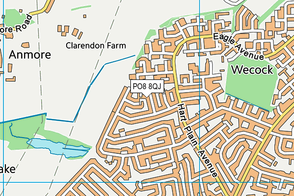 PO8 8QJ map - OS VectorMap District (Ordnance Survey)