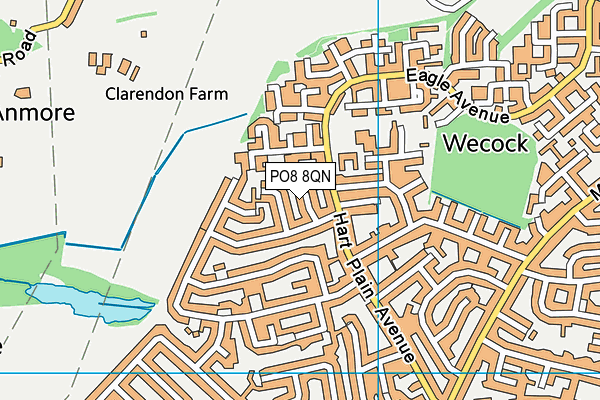 PO8 8QN map - OS VectorMap District (Ordnance Survey)