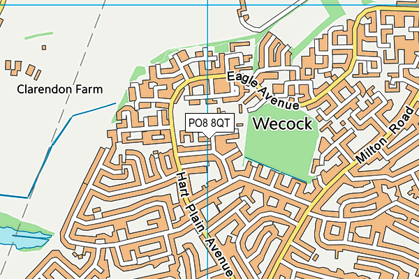 PO8 8QT map - OS VectorMap District (Ordnance Survey)