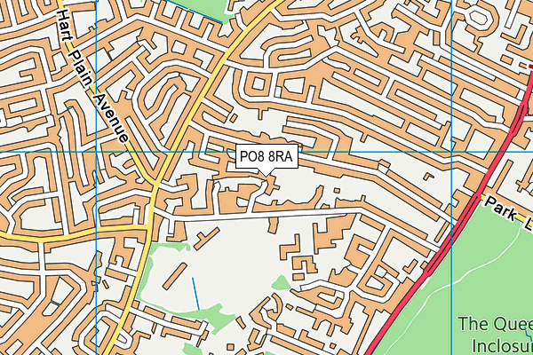 PO8 8RA map - OS VectorMap District (Ordnance Survey)