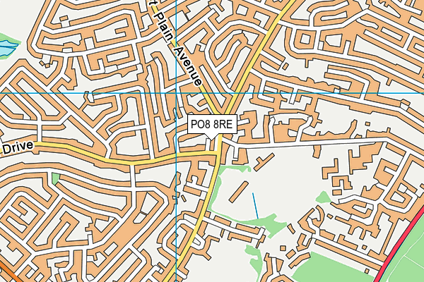 PO8 8RE map - OS VectorMap District (Ordnance Survey)