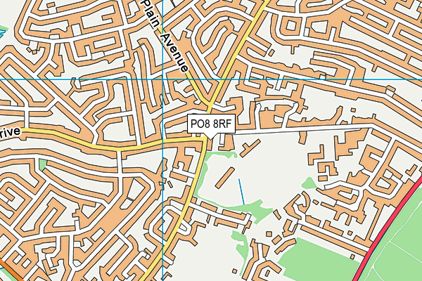 PO8 8RF map - OS VectorMap District (Ordnance Survey)
