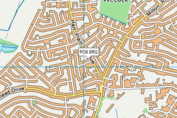 PO8 8RG map - OS VectorMap District (Ordnance Survey)